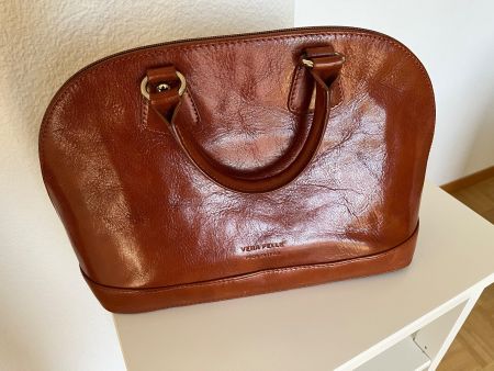 Damen Handtasche Leder braun VERA PELLE Made in Italy