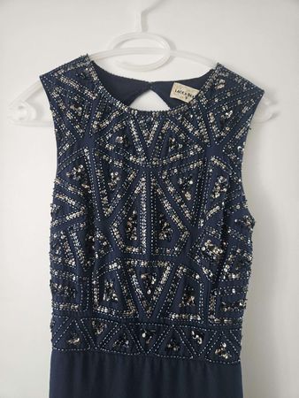 Kleid dunkelblau Pailletten Grösse S