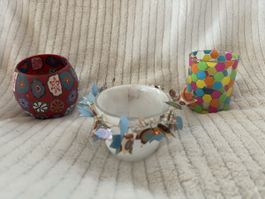3er Set Windlicht Bunt