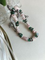 Armband - Boho Muschel- mit Grünen Natursteinen – Sommer / S