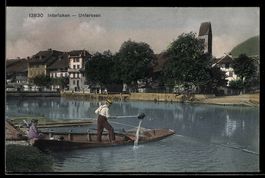 AK Interlaken, Unterseen, Ortspanorama mit Kahn