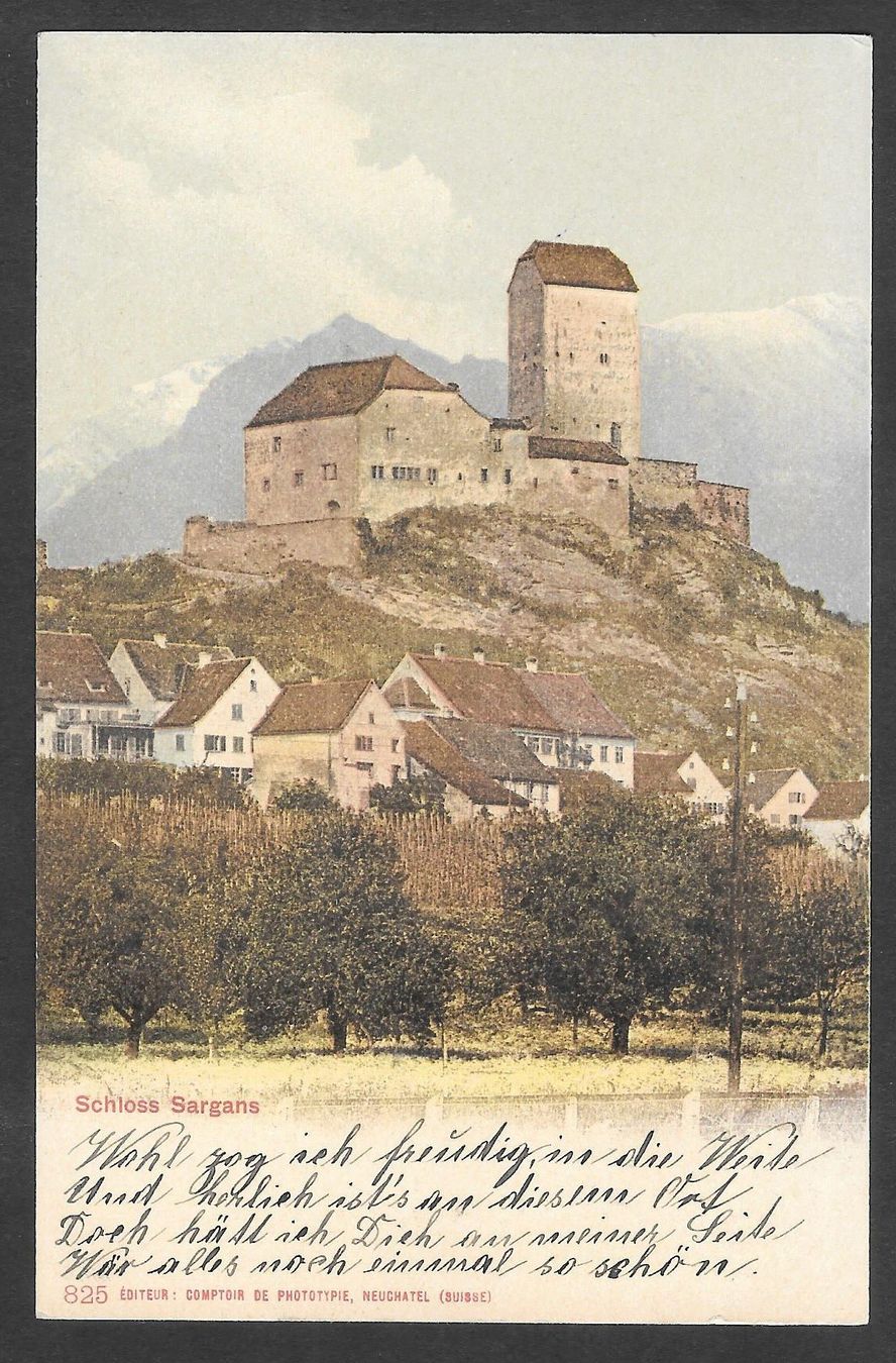 Cartoline postali: Sargans Teilansicht mit Schloss – Usato da Olten venduto da clotaldi