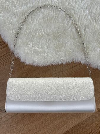 Clutch / Abendtasche creme mit Stickerei