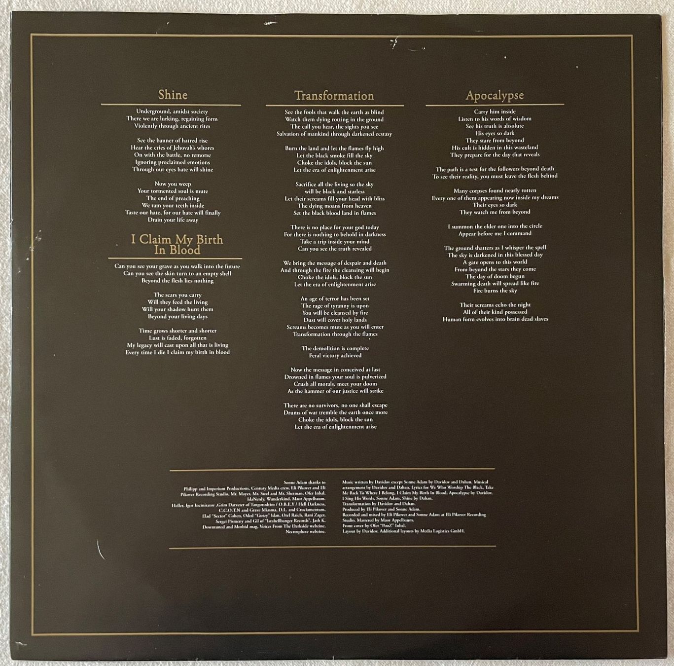 Dischi in vinile: Sonne Adam – Transformation - LP - 2011 - First Press - LTD – Usato da Uster venduto da Zardodel 7