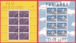 1981+1988  Flugpost 2 x Kleinbögen ERSTTAG