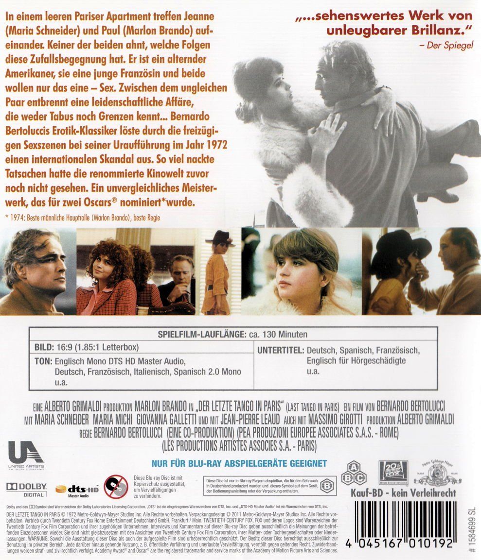 Tutti i DVDs: Der letzte Tango in Paris [Blu-ray] – Usato da Bitsch venduto da Melando 1