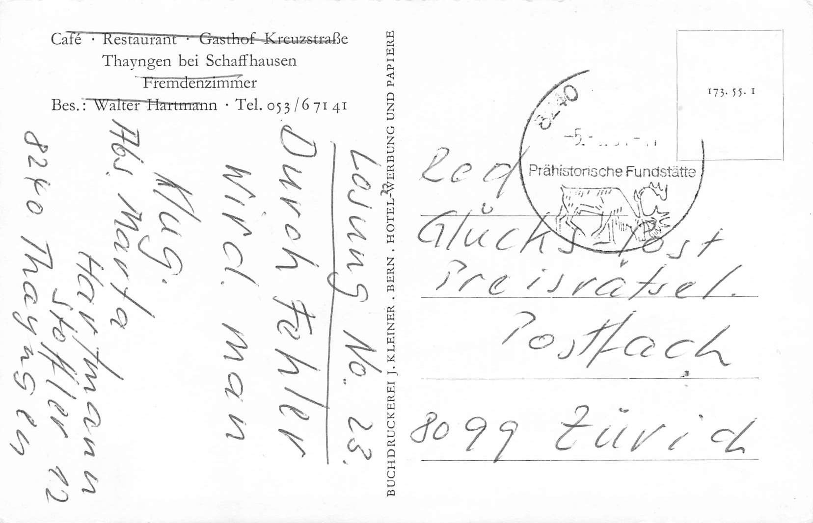 Cartoline postali: Cafe Restaurant Thayngen Schaffhausen – Usato da Biasca venduto da Blenio71 1