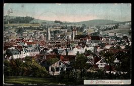 AK St. Gallen, Ortsansicht vom Rosenberg aus