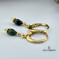 Creolen15mm mit Turmalin - Sterling Silber 925 gelbvergoldet