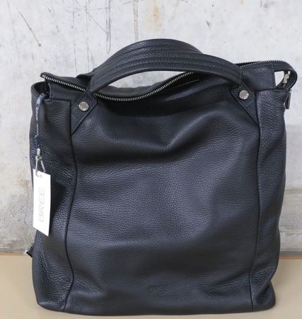 Bree Leder Tasche -Rucksack ( Notebook ) Aiko 4, Schwarz Neu