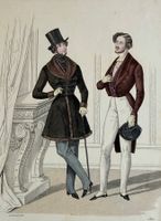 🟡antiker Stich mit Männer Mode aus vergangenen Zeiten 1836