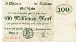 M.Gladbach 100 Mil.Mark SerieA mit Stempel 22.08.1923 VZ-VZ+