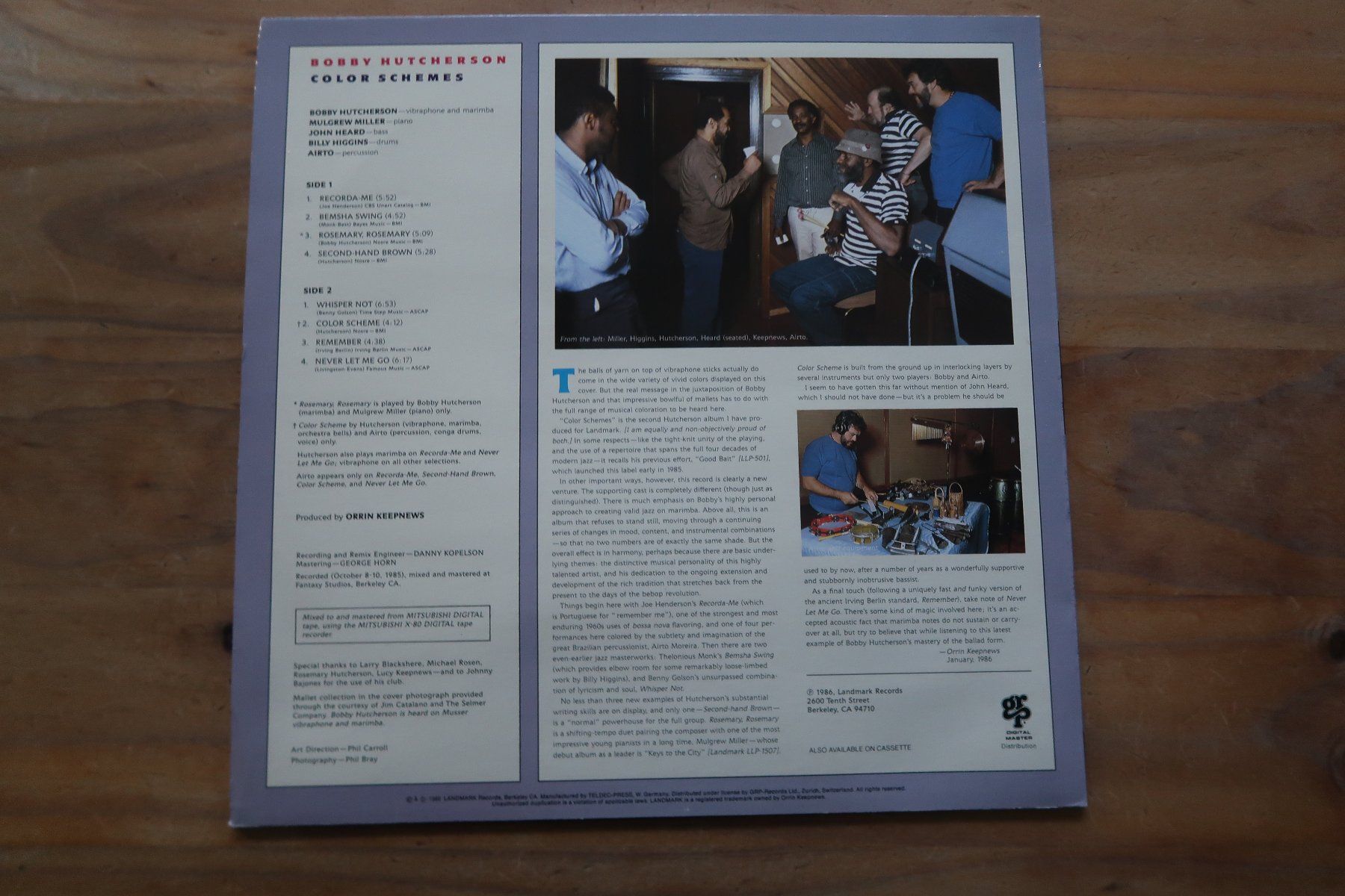 Dischi in vinile: BOBBY HUTCHERSON - COLOR SCHEMES - VINYL LP – Usato da Basel venduto da Patiscat 1