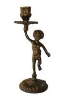 Antiker Kerzenständer « Cherub » aus Bronze - um 1920.