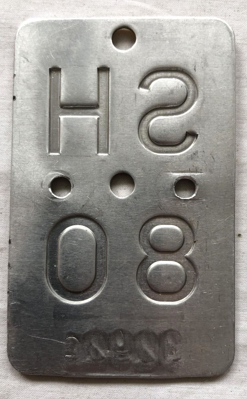 Schilder: Velo - Nummernschild - SH 80 – Gebraucht aus Schaffhausen von durruti 1