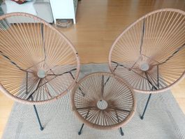 Set aus 2 Stühlen und einem Couchtisch im Acapulco-Stil