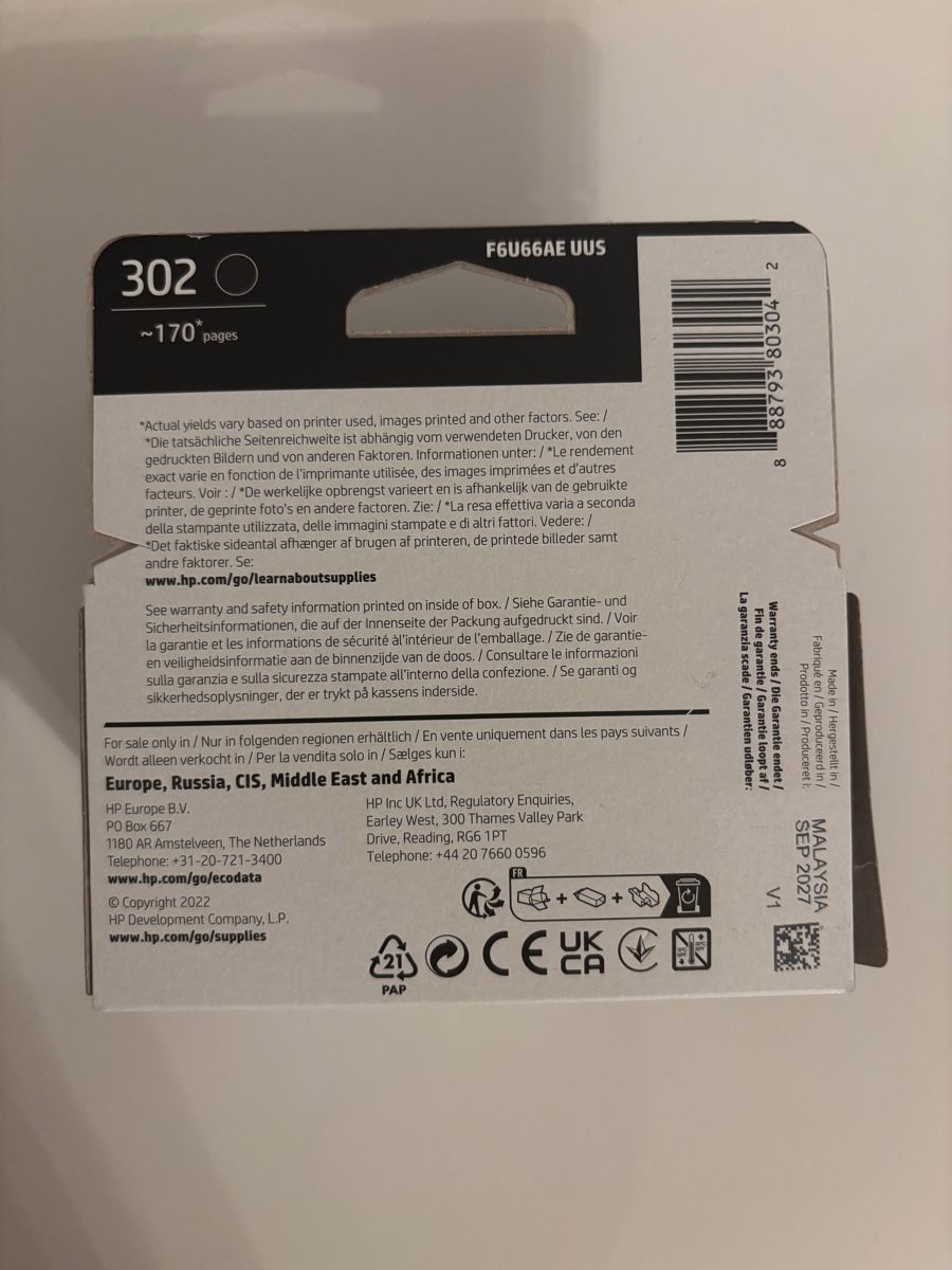 Druckerpatronen & Toner: Farbpatrone hp 302 schwarz – Gebraucht aus Ormalingen von Korghaus 1