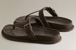 New Zara Home Sandalen Veloursleder, braun, Gr.39