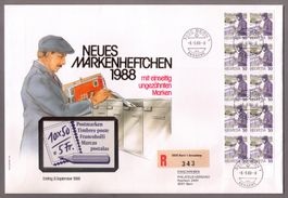 1988_738H4_MARKENHEFT-Seite POSTBEFÖRDERUNG_ill. R-FDC 8.9.8