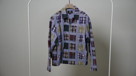 Stussy Jacke Oversized blau kariert Hemd