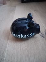 Sparschwein Jasskasse schwarz Keramik guter Zustand