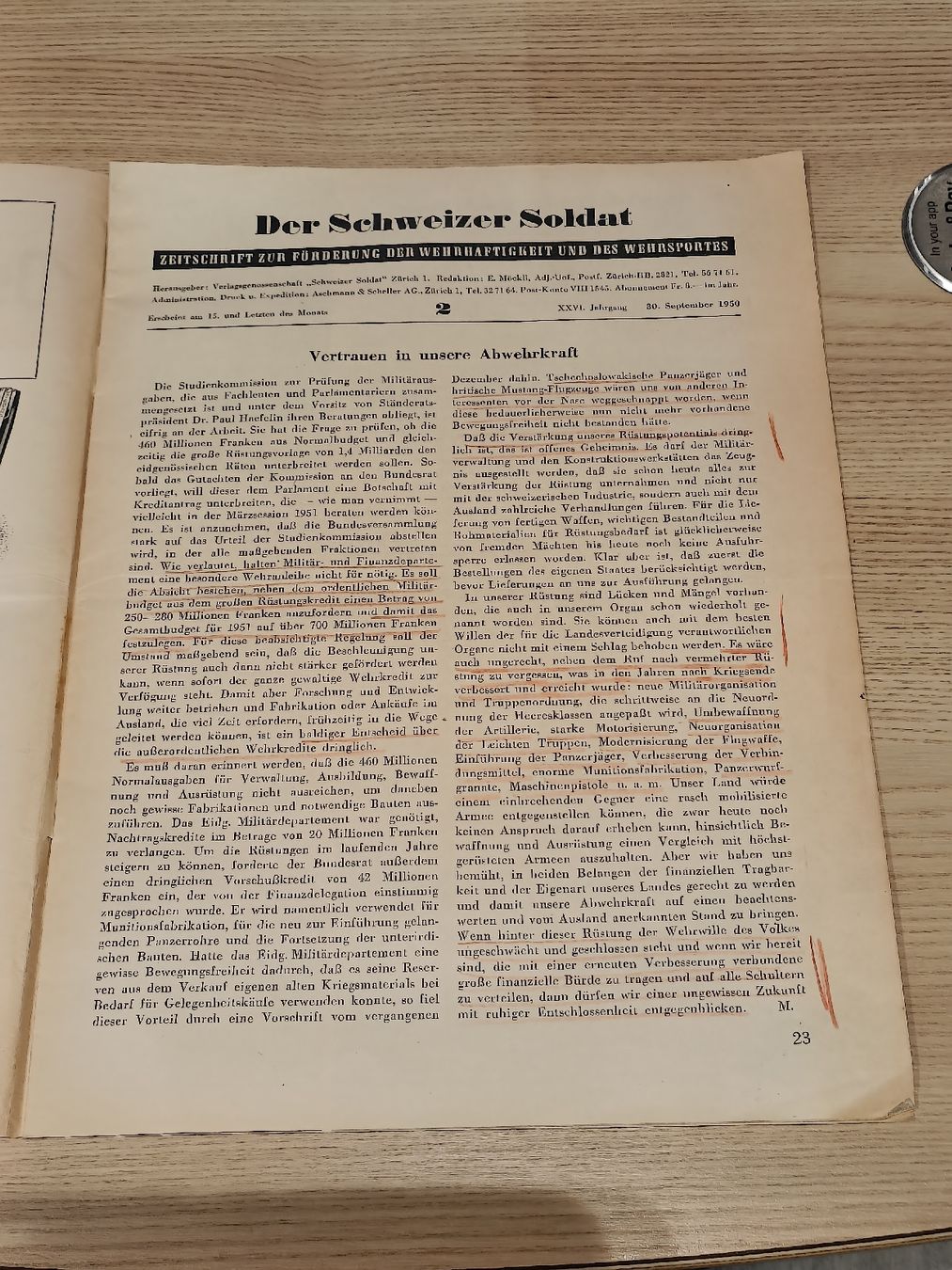 Riviste & Magazine: Wehrzeitung / Der Schweizer Soldat Ausgabe 1950 – Usato da Brugg AG venduto da Ente015 1
