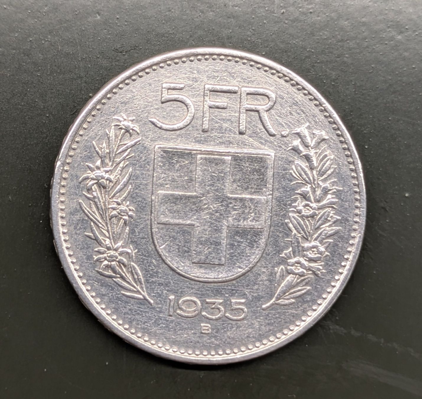 Tutti le monete: 5 Fr. Münze CH 1935 Silber – Usato da Zetzwil venduto da Spitz70