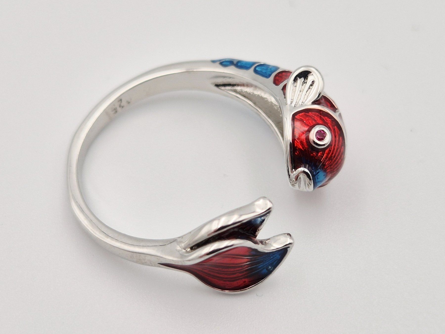 Anelli: Bague Poisson Koï Émaillée Rouge et Bleu Ajustable – Usato da Riddes venduto da flo_ngl8 1