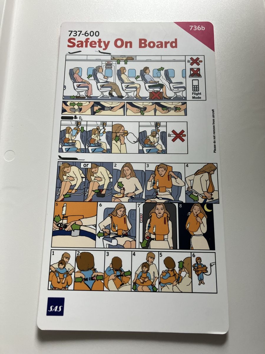Documenti: SAS 737-600 Safety Card – Usato da Zürich venduto da Classic_Collection_Zurich 1