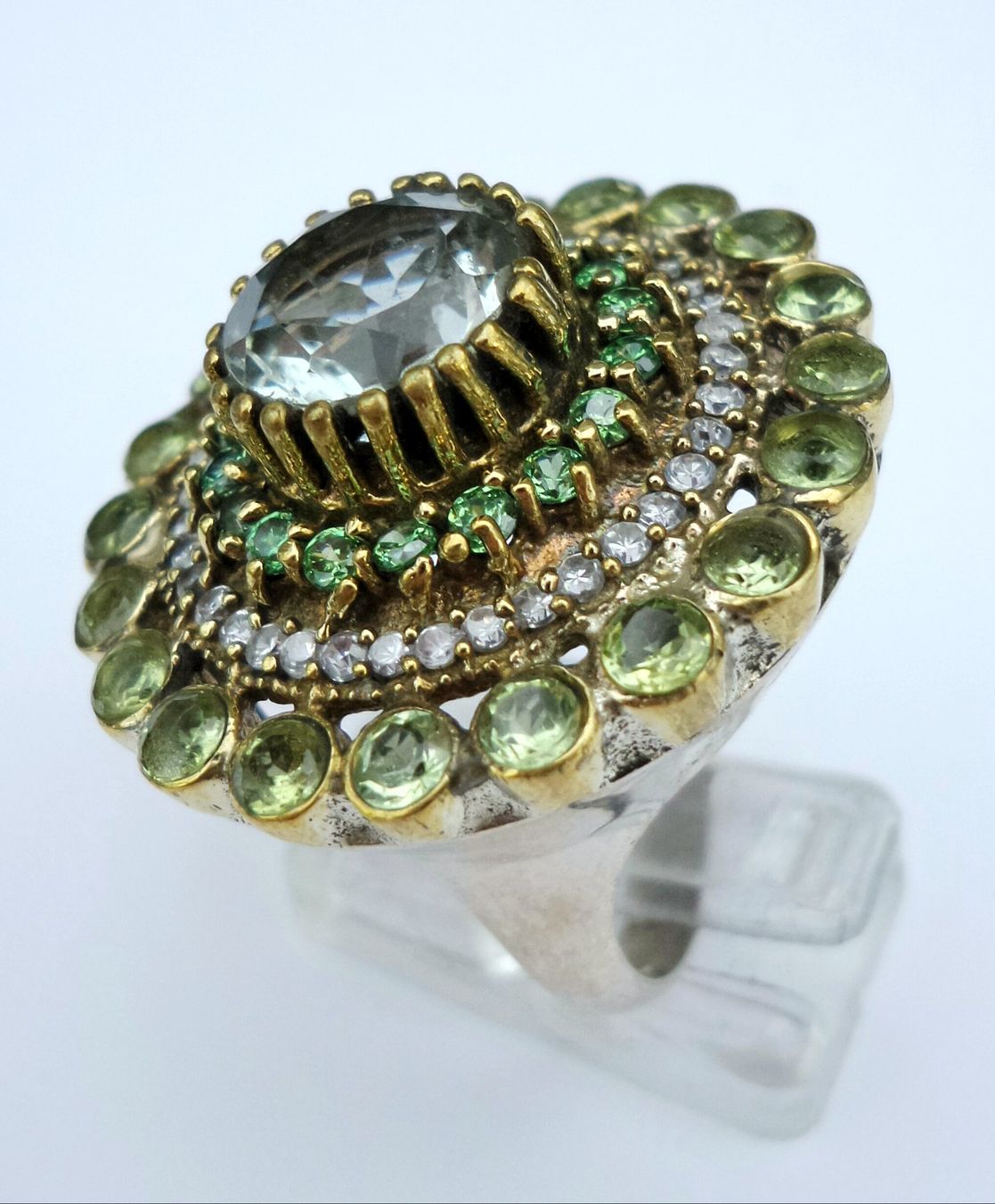 Anelli: Statement Ring, Silber 925, Rauchquarz und Peridot – Nuovo (secondo la descrizione) da Zürich venduto da adriben 6