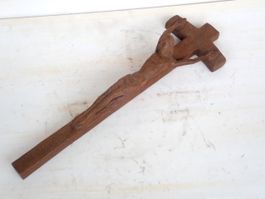 Kruzifix Holz Schnitzerei Antik Vintage Jesus Kreuz