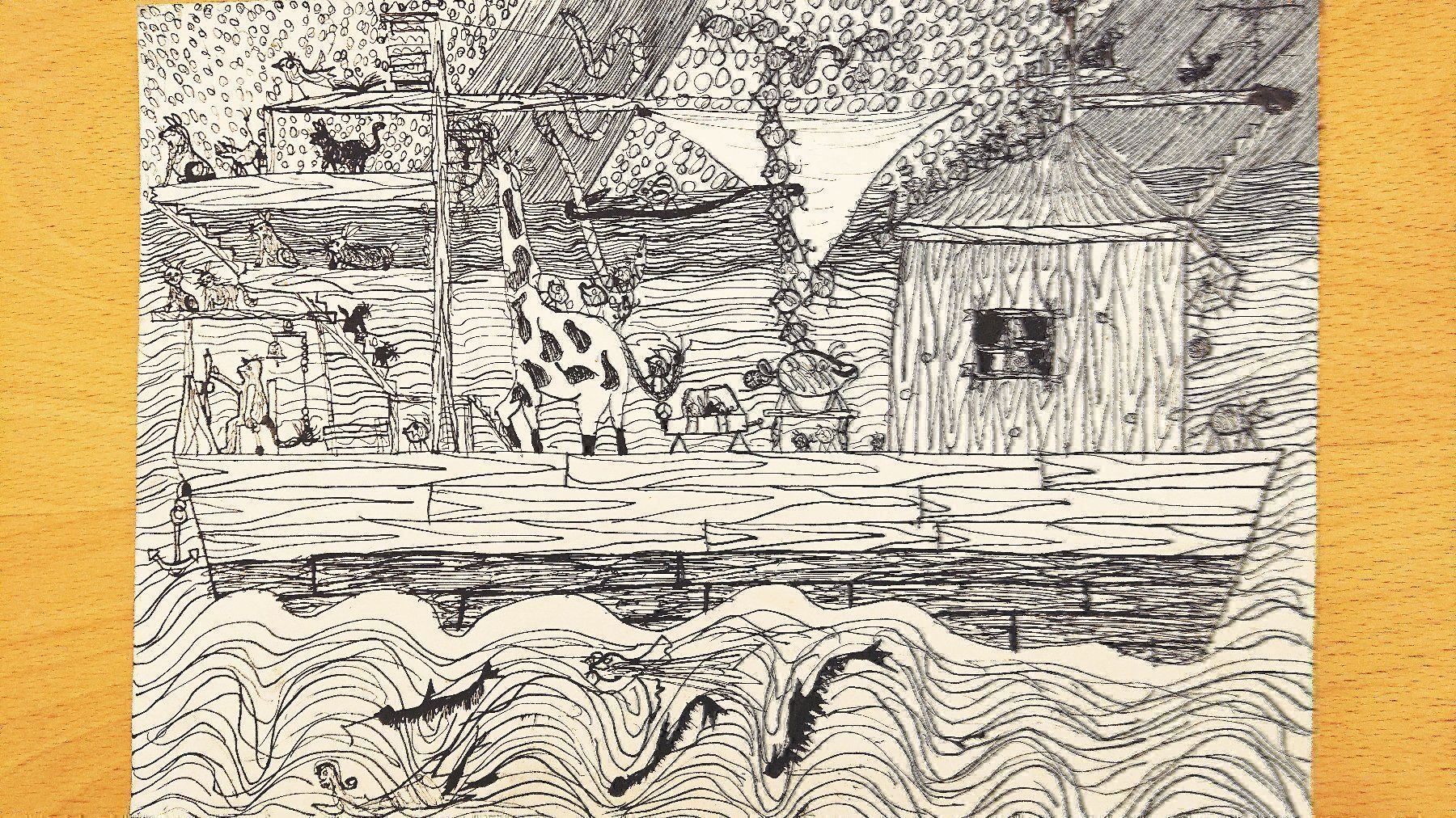 Foto & Immagini: Bild (Tinte) Zeichnung Arche Noah – Usato da Reinach BL venduto da Hampe45