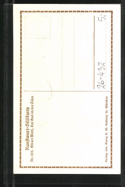 Cartoline postali: Albert Welti: ein Junge sitzt in der T – Usato da Berlin venduto da bartko-reher 1