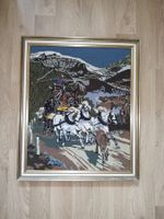 Antikes Koboldbild „Pferdegespann Gotthard“ gerahmt