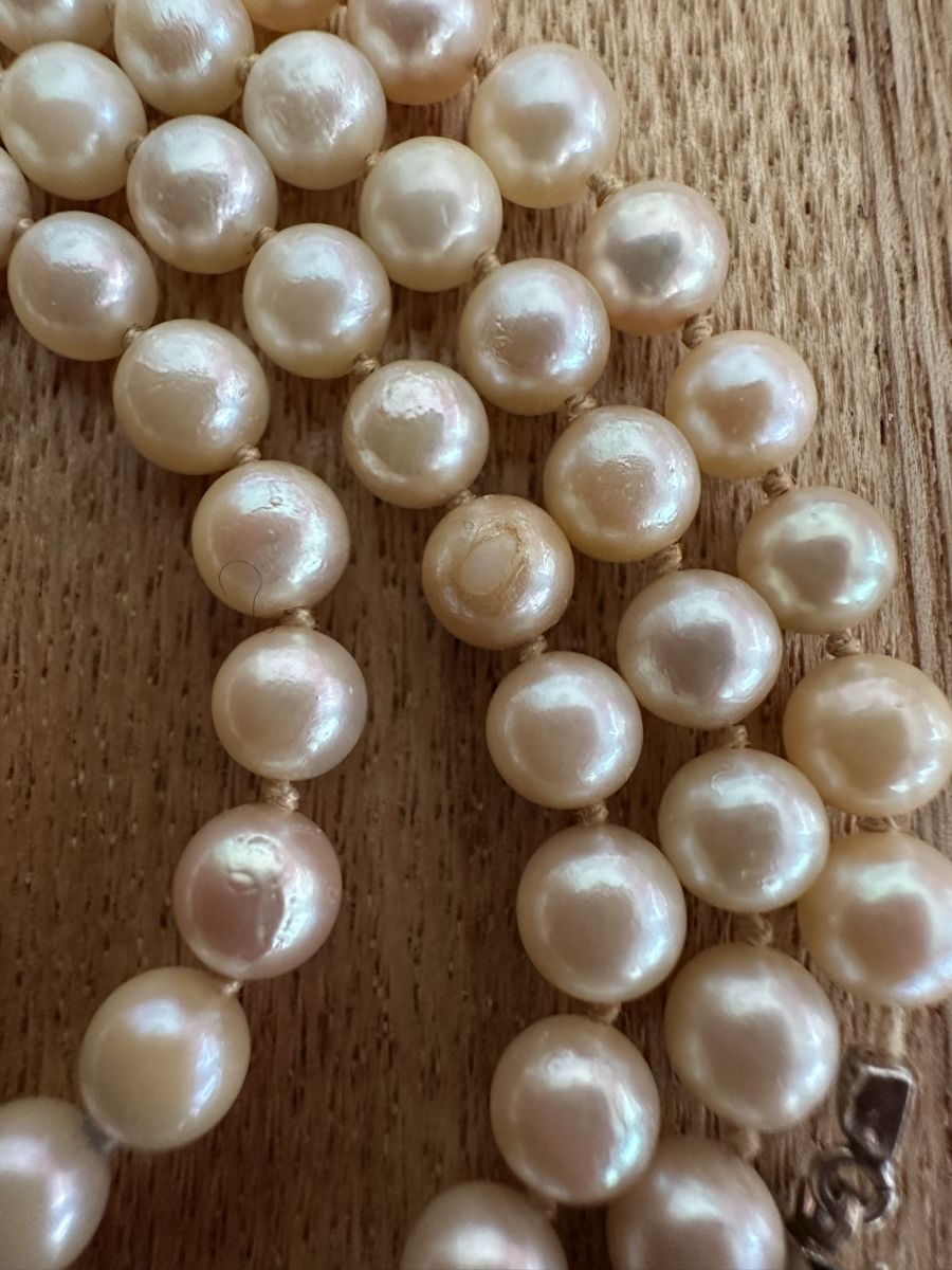 Perlen (unechte): Vintage Perlenkette mit 750 Goldverschluss – Gebraucht aus Herbriggen von Sehrazade 1