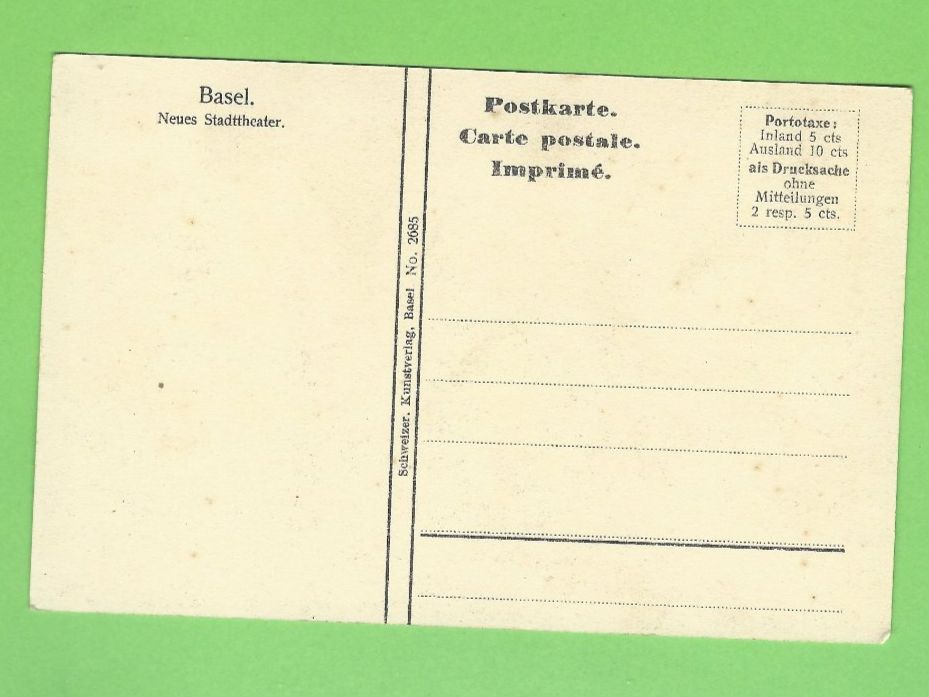 Cartoline postali: Neues Stadttheater Basel – Usato da Zürich venduto da t24_de 1