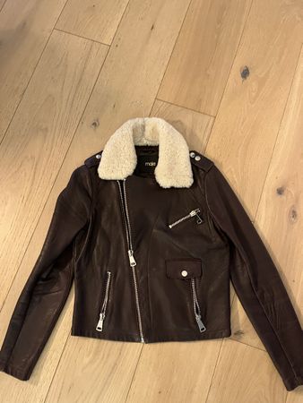 Maje Lederjacke Gr. 38 mit Fellkragen
