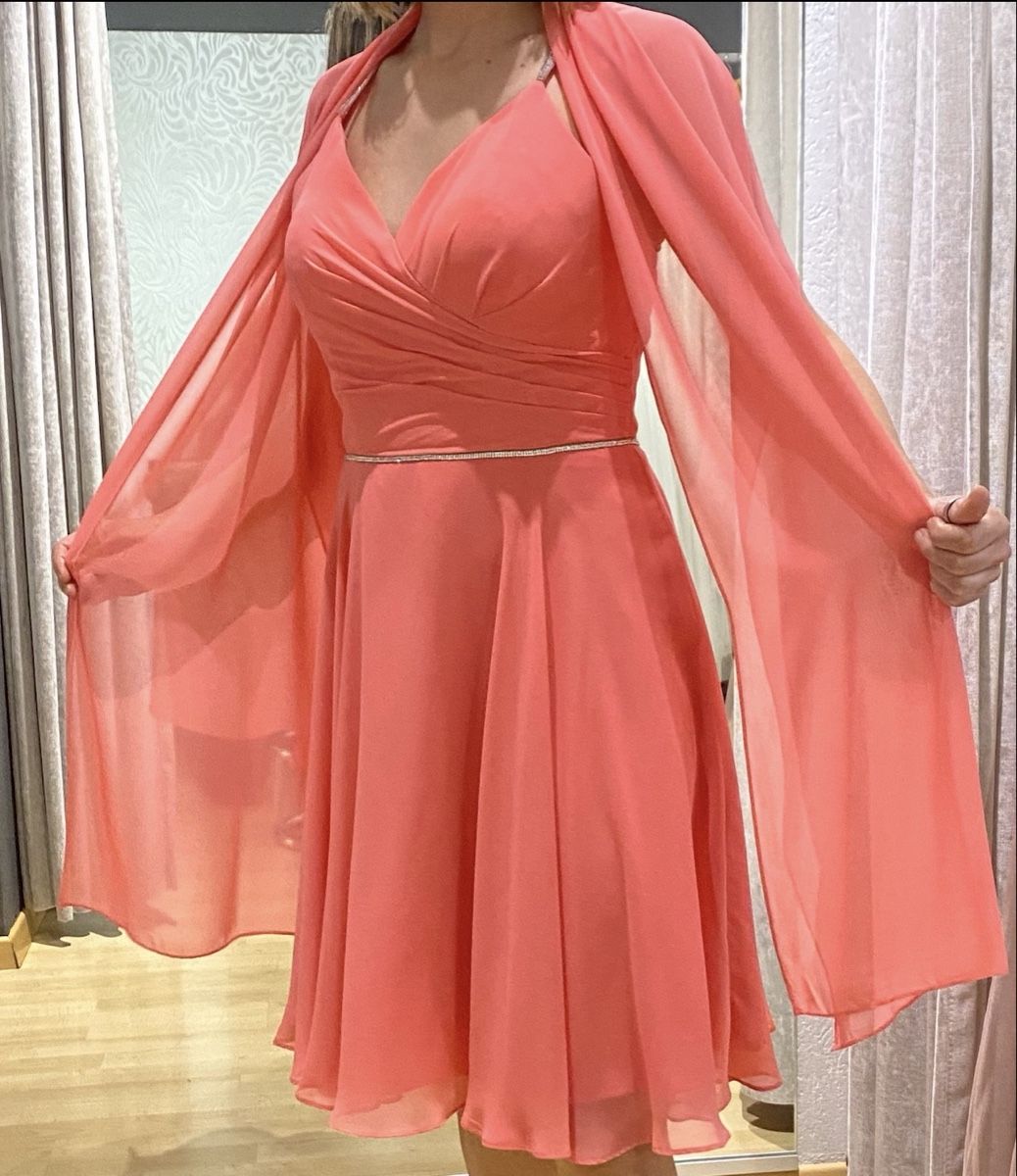 Vestiti: Sommerliches, korallfarbenes Kleid mit Schal – Nuovo (secondo la descrizione) da Zermatt venduto da michuti78 3