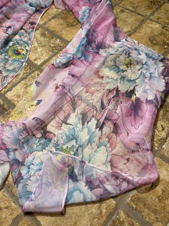 Sciarpa di seta pura con motivo floreale - Estate🌸!