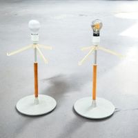 Paire de lampes de table Fontana Arte 2198TA métal et bois