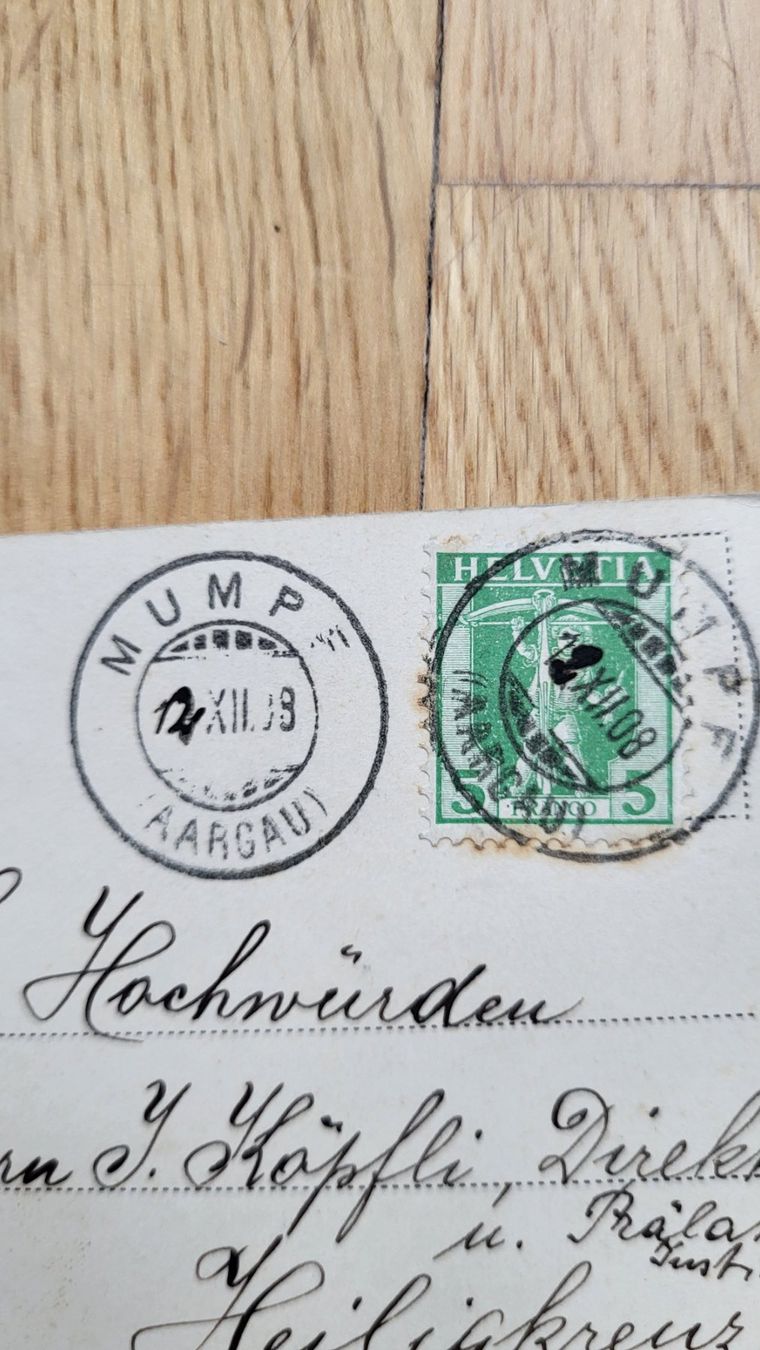 Ansichtskarten: 2 Karten Aargau Stempel Mumpf und Baden1908/1909 – Gebraucht aus Bäriswil BE von mimi.86 2