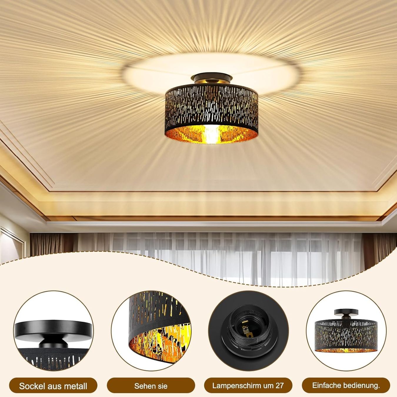 Lustres & lampes de plafonds: Deckenlampe Schwarz E27 Deckenleuchte Wohnzimmer – Neuf avec emballage d'origine à Schaffhausen par tra_6j5m 1