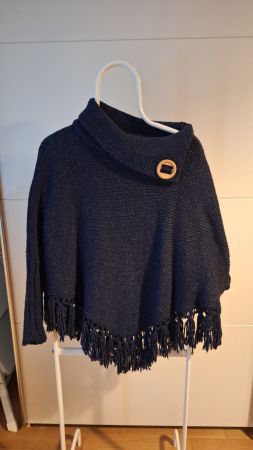 Poncho femme chic bleu marine
