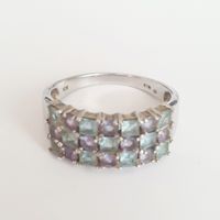Multi-Edelstein-Ring aus 925er Sterlingsilber gr 19,2 mm