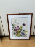 Original Aquarell Blumenbild, handsigniert im Holzrahmen