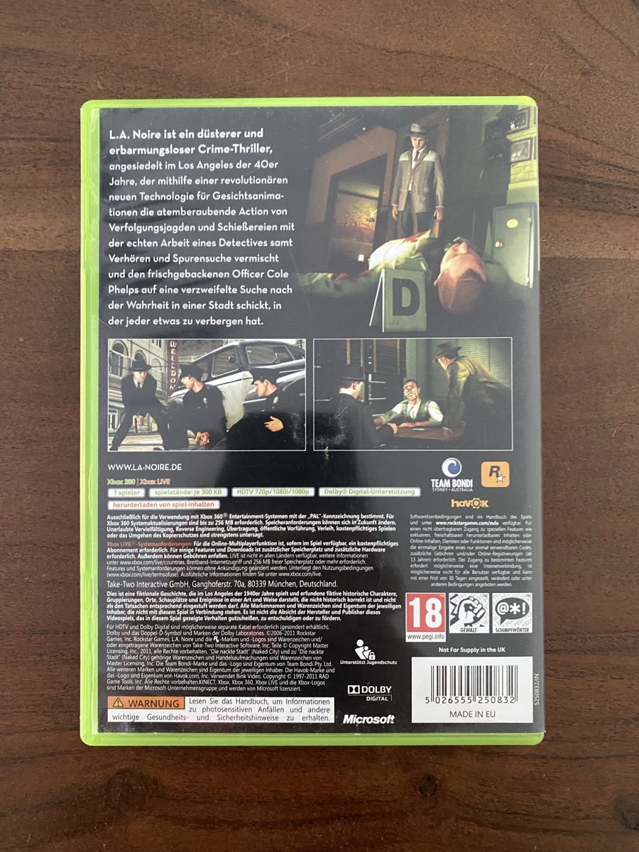 Microsoft Giochi: L.A. Noire für Xbox 360  – Usato da Thunstetten venduto da Virus_33 2