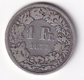 Tutti le monete: 1  Franken Schweiz 1877 rar – Usato da Neuchâtel venduto da karlpierrino