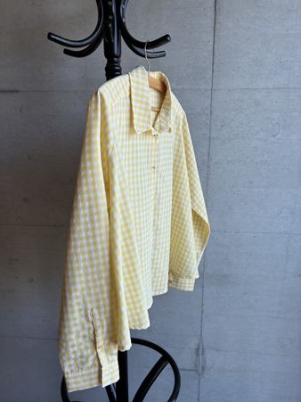 Bluse kariert gelb Langarm unisex Glockenförmig