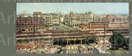 AK color Essen D Ruhrgebiet,Freiheit,Bahnhof Breitbild ≈1960