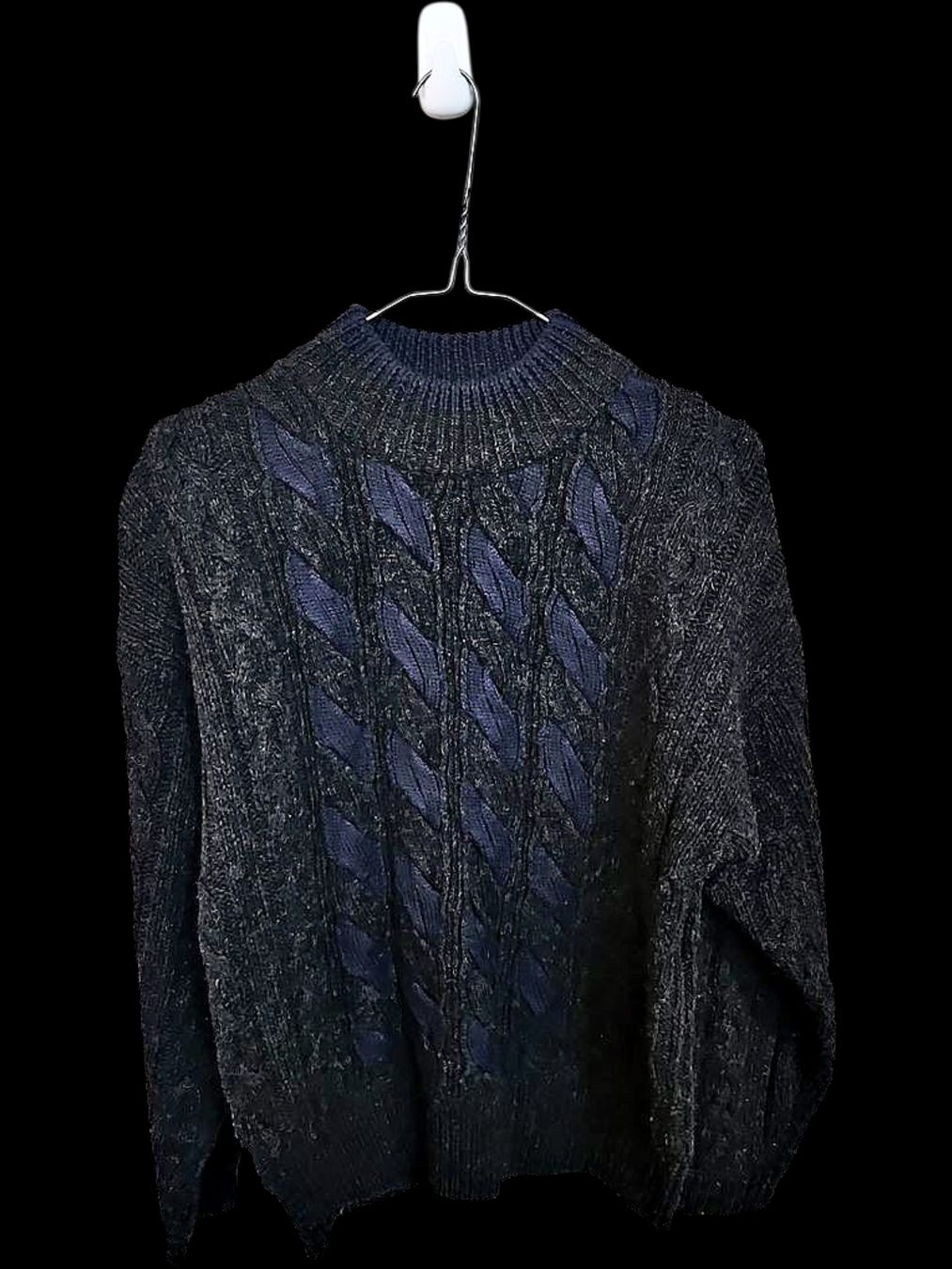 Maglioni & Felpe: Schwarz & Marineblauer Zopfstrick-Rollkragenpullover – Usato da Zug venduto da vinokilo 1